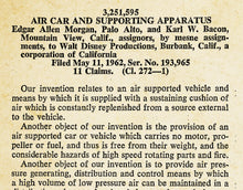 Load image into Gallery viewer, 1962 Disney &quot;Flying Saucers&quot; Ride Patent Art Poster! (up to 24&quot; x 36&quot;) - Attraction Print
