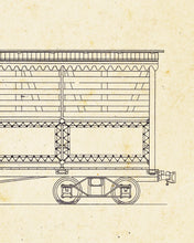 Load image into Gallery viewer, Vintage DISNEYLAND Train Cars Blueprint POSTER! (up to 24x36) - 1955 - Disney - Main Street USA
