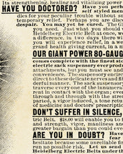 Load image into Gallery viewer, 1902 SEARS Catalog Electric Belt POSTER! (24&quot; x 36&quot; or smaller) - Homeopathic - Medicine - Doctor - Gifts
