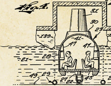 Load image into Gallery viewer, 1960 Disneyland Submarine Voyage Patent Art Poster! (up to 24 x 36) - Fantasyland - Vintage
