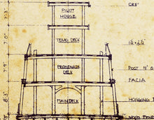 Load image into Gallery viewer, Vintage Mark Twain STEAMBOAT Blueprint POSTER! (up to 24 x 36 inches) - Disneyland - Frontierland - Riverboat
