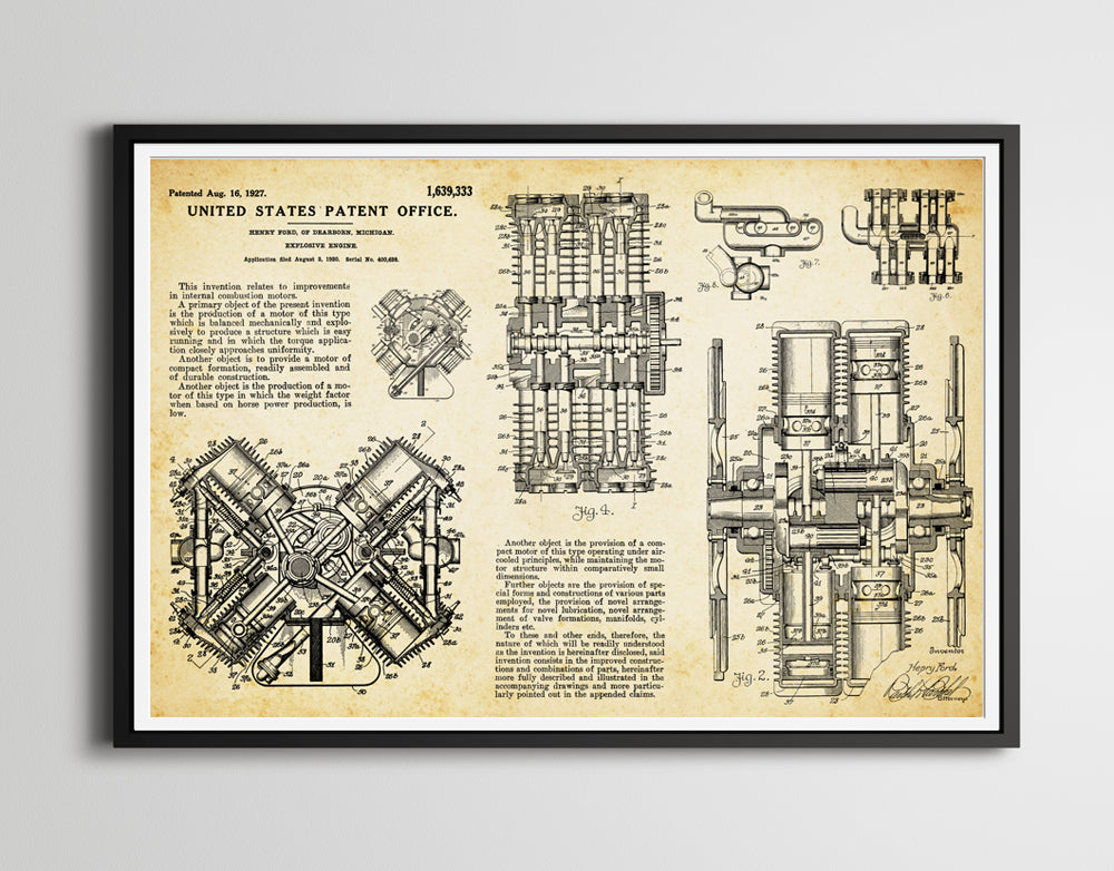 1920 Ford Model T Engine Patent Art POSTER! (up to full-size 24