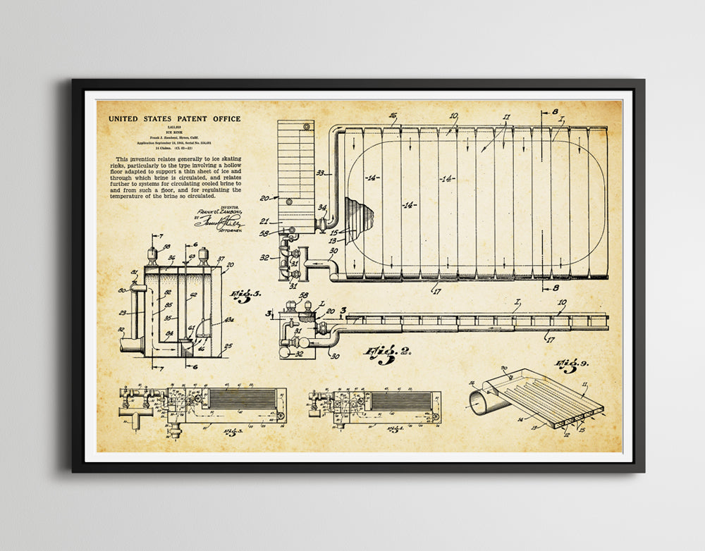 1944 Ice Rink / Hockey Patent Art POSTER! (up to 24