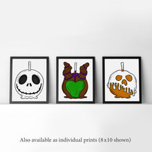 Load image into Gallery viewer, Spooky Disney Caramel Apples POSTER! (up to 24&quot; x 36&quot;) - Halloween - Candy - Disneyland - Disney World - Illustration - Mickey Mouse - Art
