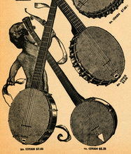 Load image into Gallery viewer, 1902 BANJO Sears Catalog Page POSTER! - Vintage - Antique - Music - Instrument
