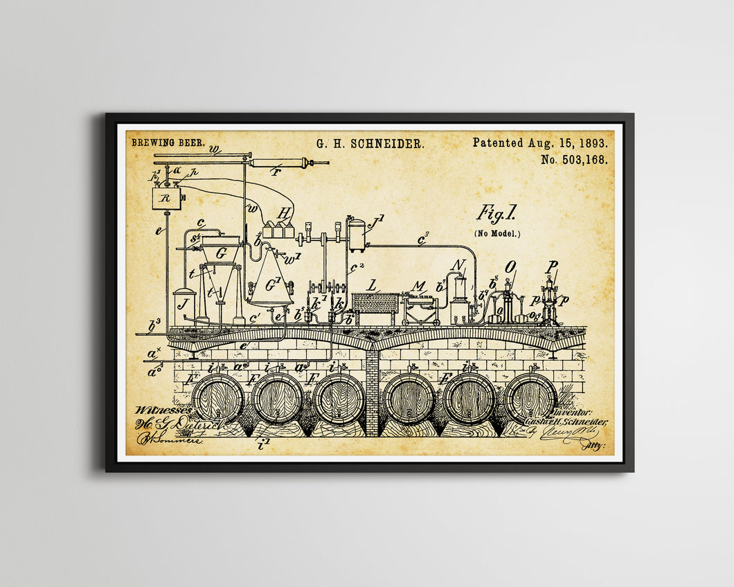 1893 Schneider BEER Brewing Patent POSTER! (up to 24 x 36 inches) - Gifts