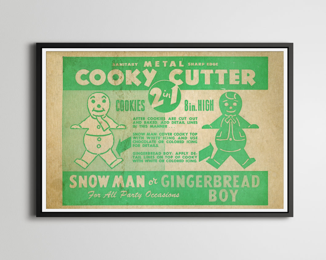 Vintage Cookie Cutter Box POSTER! (up to 24 x 36) - Gingerbread Man - Snowman - Cooky - Antique