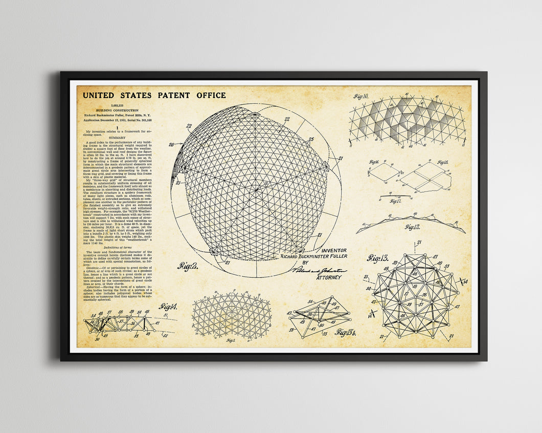 EPCOT Spaceship Earth / Geodesic Sphere Patent POSTER! (up to full-size 24