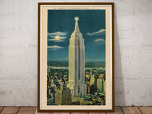 Load image into Gallery viewer, Empire State Building Night &amp; Day POSTER SET! (up to 24 x 36) - Vintage Postcards - New York City - Art Deco - Antique - Cityscape
