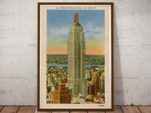 Load image into Gallery viewer, Empire State Building Night &amp; Day POSTER SET! (up to 24 x 36) - Vintage Postcards - New York City - Art Deco - Antique - Cityscape
