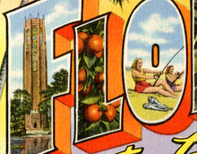 Load image into Gallery viewer, Vintage FLORIDA &quot;Large Letter&quot; Postcard POSTER! (24&quot; x 36&quot; or smaller) - Vintage - Antique - The Land of Sunshine - Travel - Vacation
