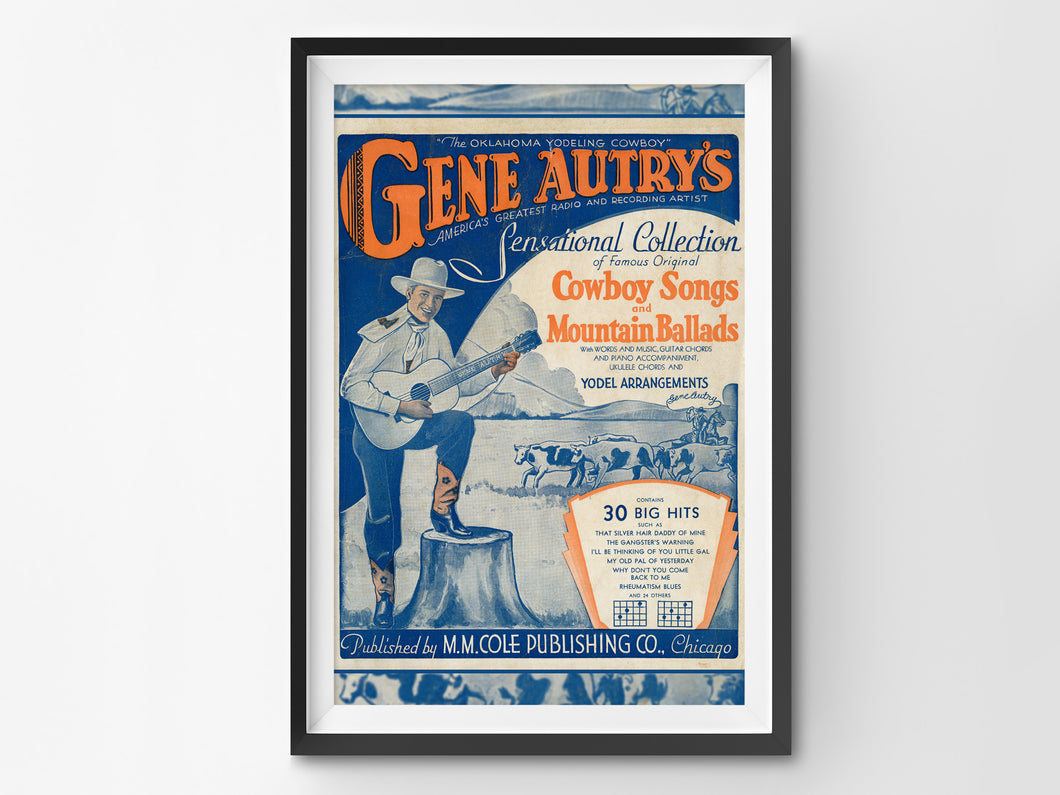 1935 Gene Autry Music POSTER! (up to 24