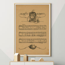 Load image into Gallery viewer, Vintage Nursery Rhyme Songs POSTERS (up to 24&quot; x 36&quot;) - Multiple Songs
