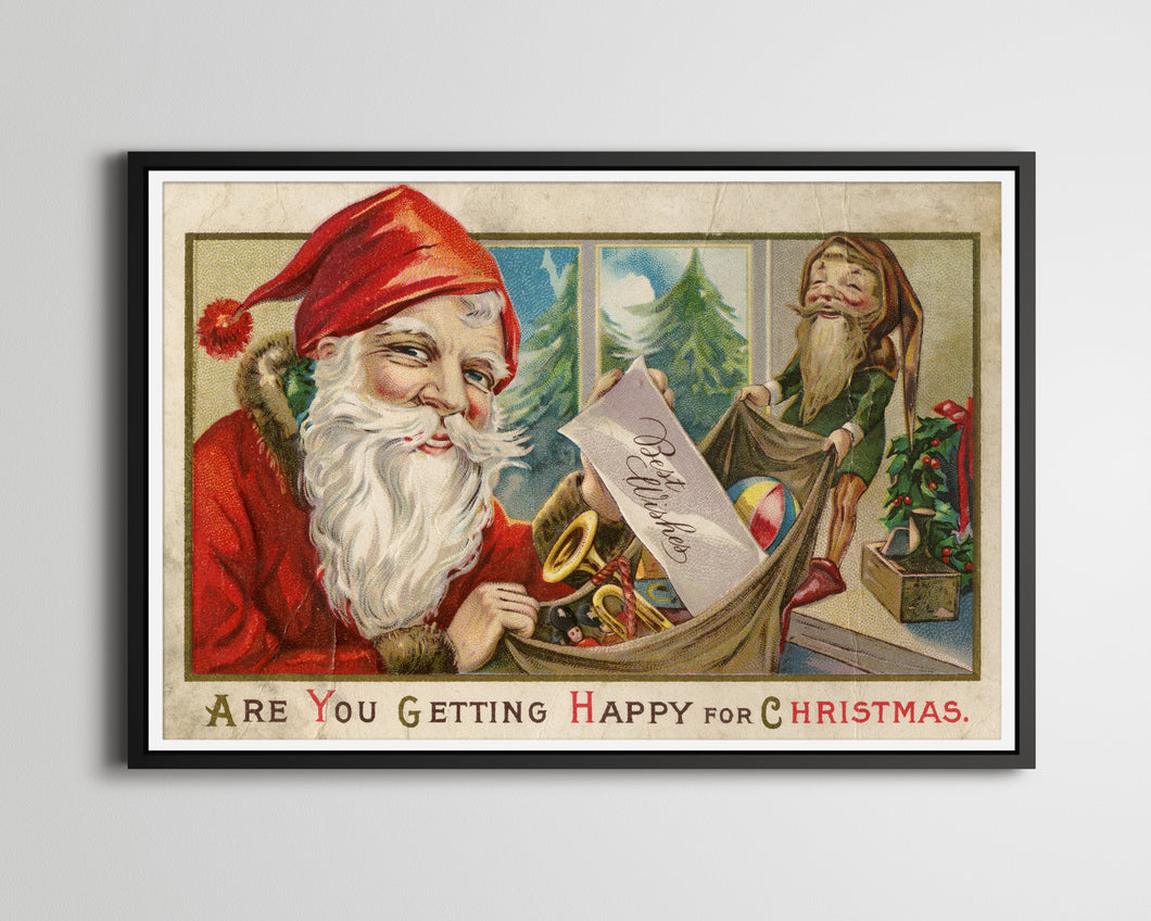 1923 Happy Santa Christmas POSTER! - Multiple Sizes - Vintage Look - Holidays - Antique - Art