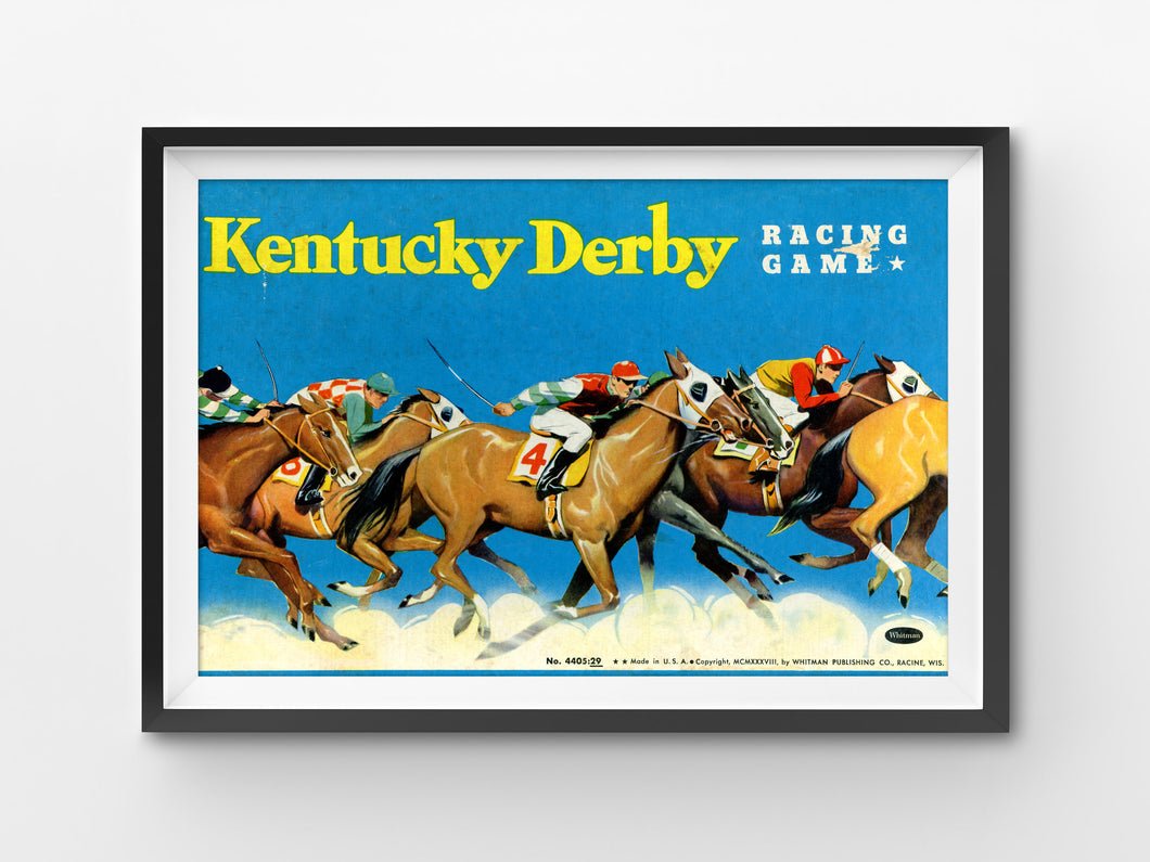 1938 Kentucky Derby Game POSTER! - (up to 24x36) - Vintage - Antique - Horse Racing - Bar - Casino - Jockey - Clubhouse - Decor