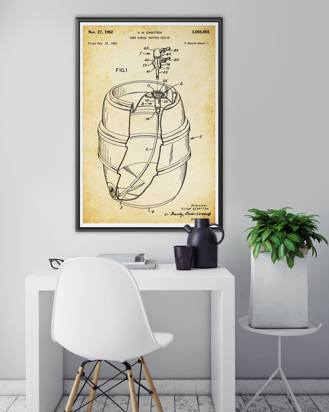 1962 BEER Barrel Tapping Device Patent POSTER! (up to 24 x 36) - Bar - Brewery