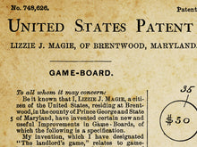 Load image into Gallery viewer, 1904 Board Game Patent POSTER! (up to 24&quot; x 36&quot;) - Landlord&#39;s Game - Monopoly
