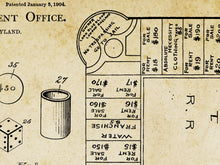 Load image into Gallery viewer, 1904 Board Game Patent POSTER! (up to 24&quot; x 36&quot;) - Landlord&#39;s Game - Monopoly
