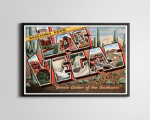 Load image into Gallery viewer, LAS VEGAS Large Letter Postcard POSTER! (up to 24 x 36) - Southwest - Vintage - Art
