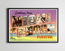 Load image into Gallery viewer, Miami Beach Vintage Postcard POSTER! (up to 24&quot; x 36&quot;) - Florida - Large Letter - Art
