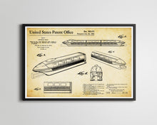 Load image into Gallery viewer, Disneyland Monorail Patent POSTER! (up to 24&quot; x 36&quot;) - Mark I (1959-1961) - People Mover
