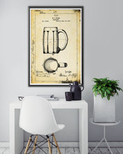 Load image into Gallery viewer, 1876 BEER MUG Patent POSTER! (up to 24&quot; x 36&quot;) - Gifts - Bar
