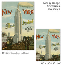 Load image into Gallery viewer, 1934 New York Illustrated POSTER! (up to 24&quot; x 36&quot;) - Empire State Building - Blimp - Airship
