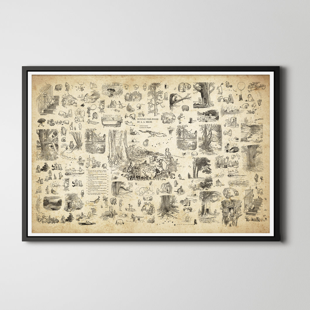 1926 Winnie the Pooh Illustration POSTER! (multiple sizes) - Art - Milne - Drawing - Tattoo - Piglet - Christopher Robin