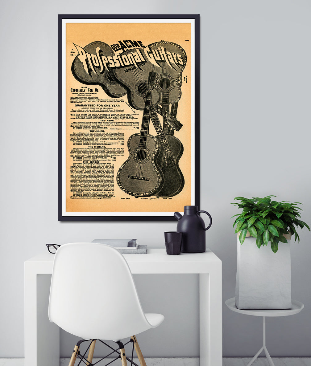 1902 GUITARS (Pro) Catalogue Page POSTER! - Sears - Victorian - History