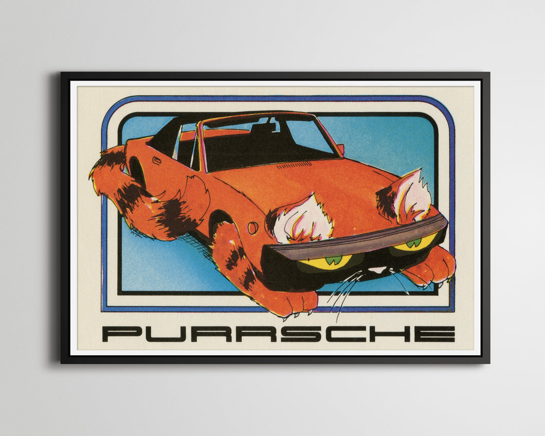 1976 Purrsche Crazy Car POSTER! (full size 24x36 or smaller) - Antique - Racing - 911 - Speedster - Cars - Man Cave - Garage