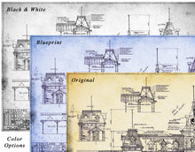 Load image into Gallery viewer, Vintage DISNEYLAND Train Cars Blueprint POSTER! (up to 24x36) - 1955 - Disney - Main Street USA
