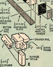 Load image into Gallery viewer, 1963 Desk Blueprint Woodworking POSTER! (up to 24&quot; x 36&quot;) - Building Plans - Wood Shop
