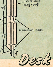 Load image into Gallery viewer, 1963 Desk Blueprint Woodworking POSTER! (up to 24&quot; x 36&quot;) - Building Plans - Wood Shop
