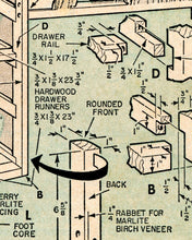 Load image into Gallery viewer, 1963 Desk Blueprint Woodworking POSTER! (up to 24&quot; x 36&quot;) - Building Plans - Wood Shop
