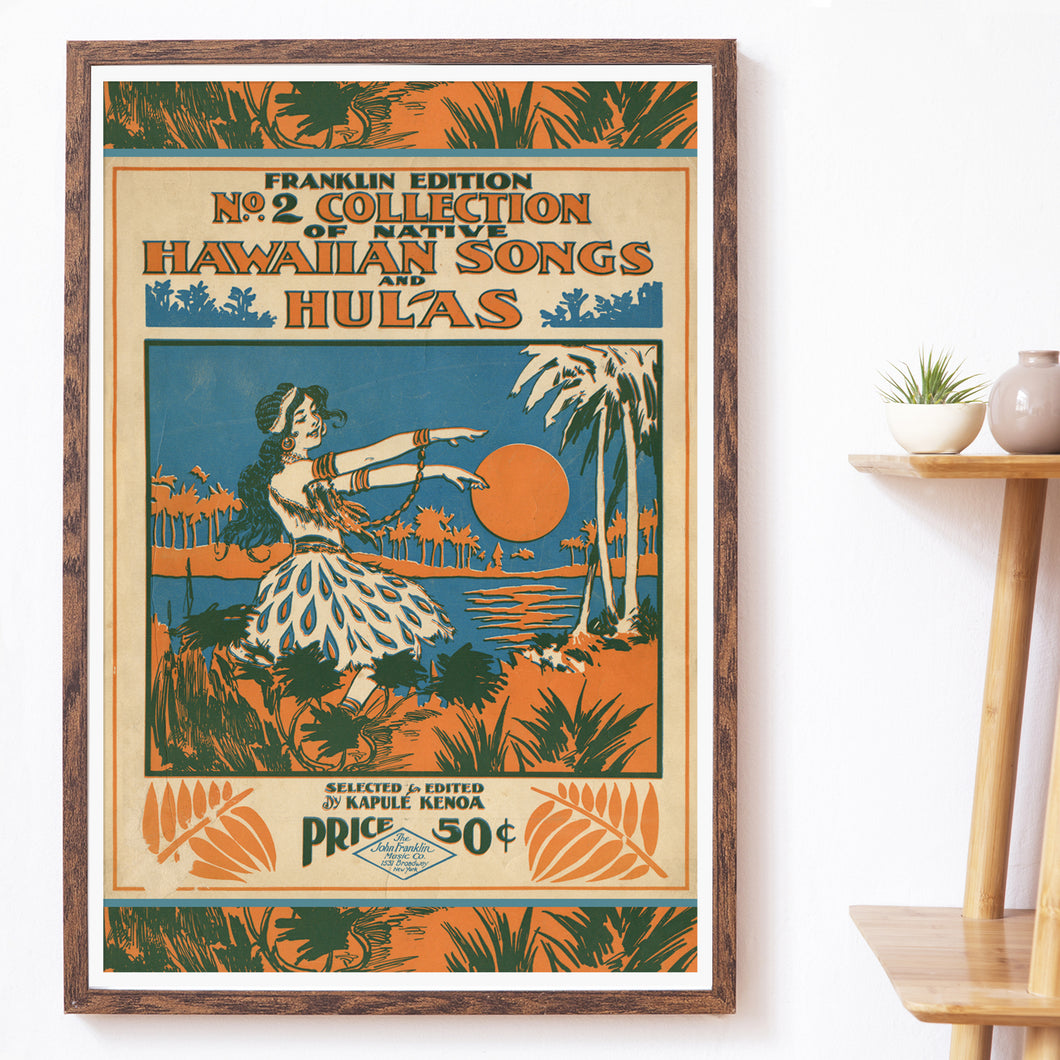 1916 Hula and Hawaiian Music POSTER! (up to 24x36) - Hawaii - Girl - Music - Island - Tropical - Art - Vintage - Antique