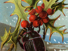 Load image into Gallery viewer, Victorian Christmas Trade Card POSTER! - up to 24&quot; x 36&quot; - Merry - Beetle - Bugs - Macabre - Holidays - Xmas - Gifts - Unusual - Insects
