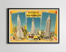 Load image into Gallery viewer, Vintage &quot;Monarchs of New York City&quot; Postcard Poster! - Empire State Building - Architecture
