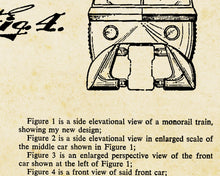 Load image into Gallery viewer, Disneyland Monorail Patent POSTER! (up to 24&quot; x 36&quot;) - Mark I (1959-1961) - People Mover
