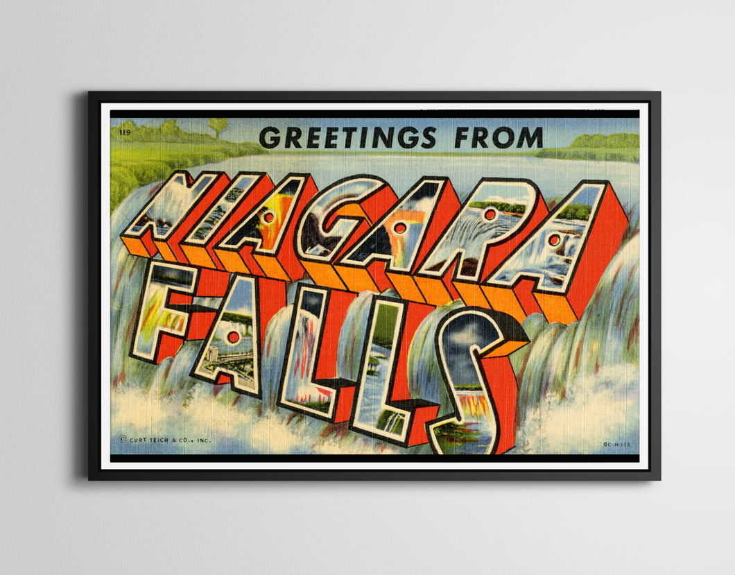 Vintage NIAGARA FALLS Large Letter Postcard POSTER! (up to 24