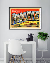 Load image into Gallery viewer, Vintage PHOENIX Large Letter Postcard POSTER! (up to 24 x 36 inches) - Antique Travel - Arizona
