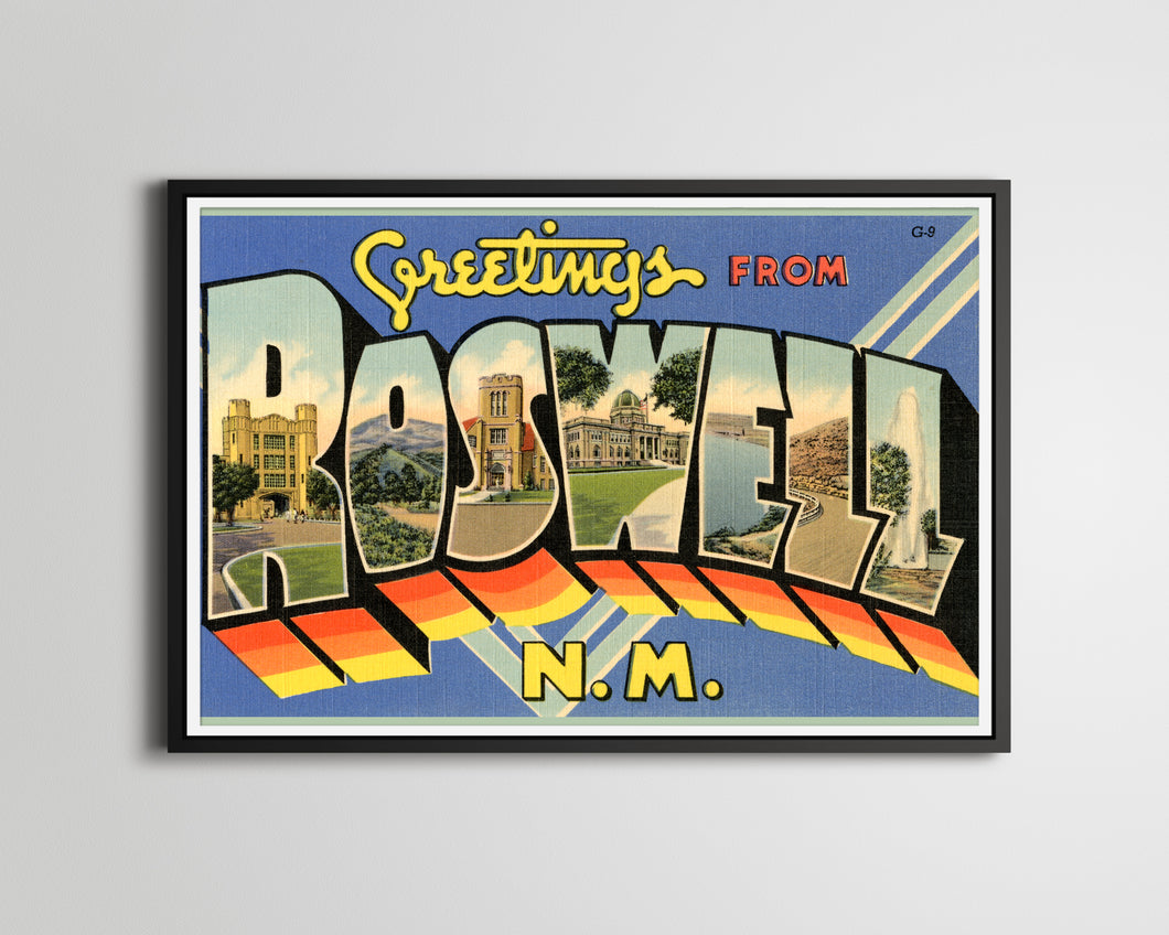 ROSWELL New Mexico Large Letter POSTER! (up to 24x36) - UFO - Travel - Aliens - Postcard