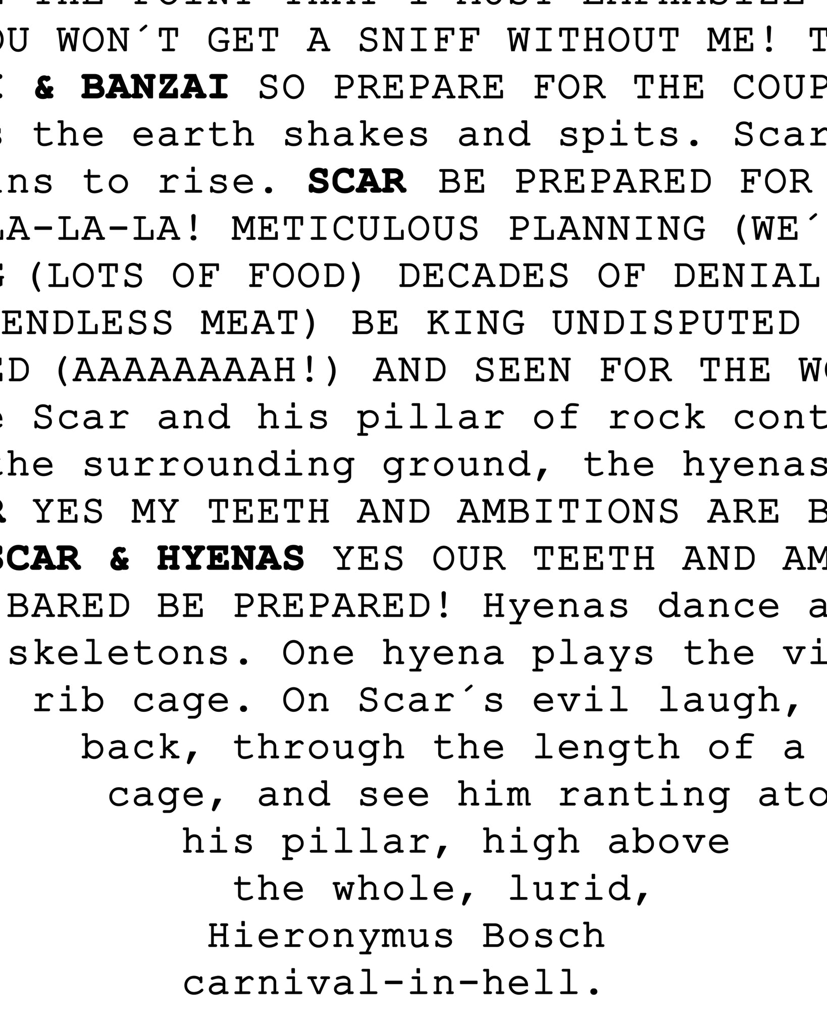 Screenwriting Posters The Lion King SCAR Screenplay POSTER! - Be Prepared - Hyenas – Poster's ...