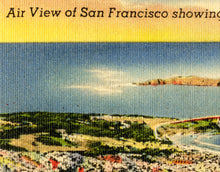 Load image into Gallery viewer, Vintage San Francisco Skyline Postcard POSTER! (24&quot; x 36&quot; or Smaller) - Golden Gate Bridge - Bay Bridge
