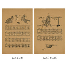 Load image into Gallery viewer, Vintage Nursery Rhyme Songs POSTERS (up to 24&quot; x 36&quot;) - Multiple Songs
