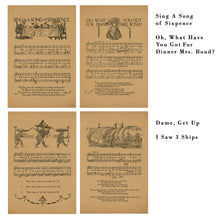 Load image into Gallery viewer, Vintage Nursery Rhyme Songs POSTERS (up to 24&quot; x 36&quot;) - Multiple Songs
