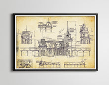 Load image into Gallery viewer, Vintage DISNEYLAND Train Station Blueprint POSTER! (up to 24&quot; x 36&quot;) - 1955 - Disney - Main Street USA - Patent Art - Attraction - Rides
