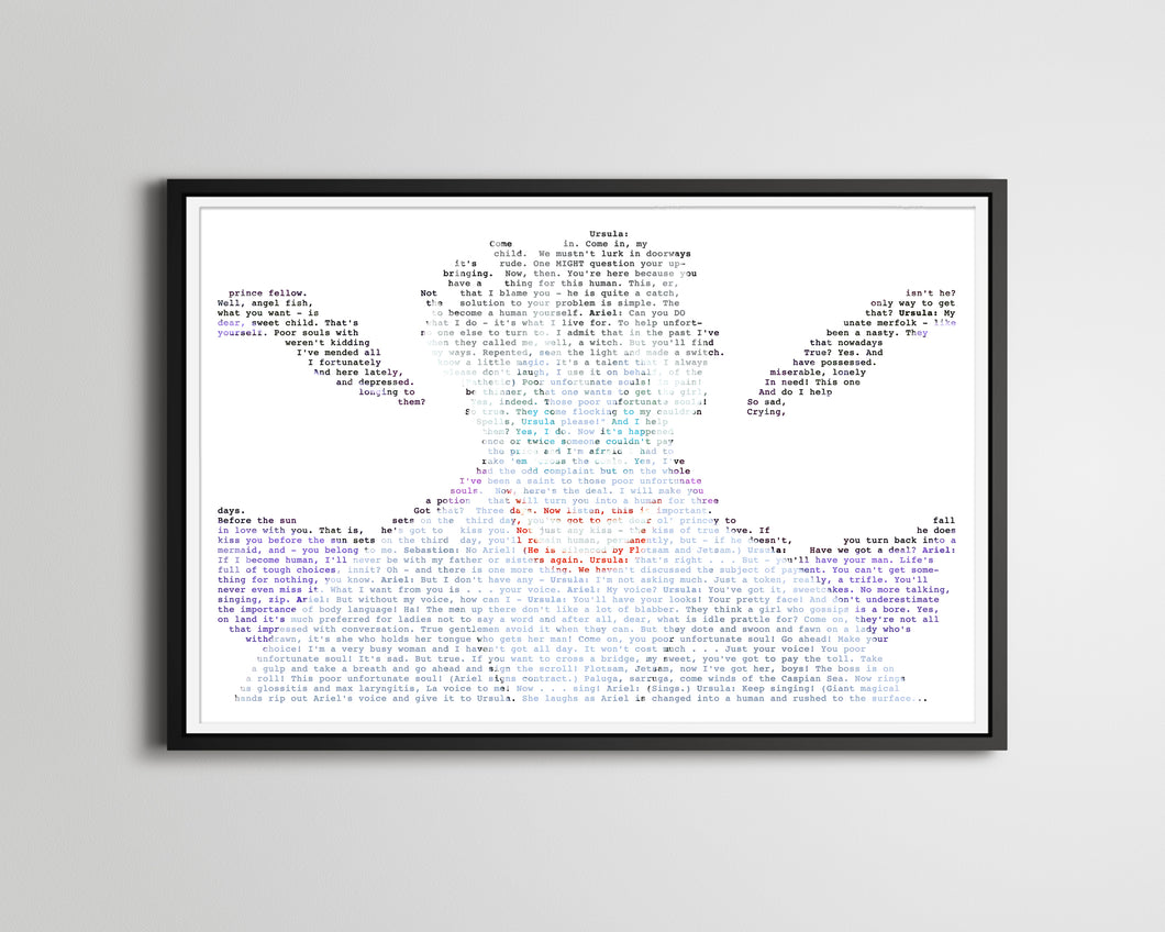 URSULA Screenplay POSTER! (up to 24 x 36) - The Little Mermaid - Poor Unfortunate Souls - Original Fan Art - Movie - Script - Ariel - Disney