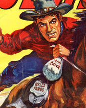 Load image into Gallery viewer, Vintage Western Pop Art POSTER! (up to 24&quot; x 36&quot;) - 1948 - Wells Fargo - Cowboy - Horses
